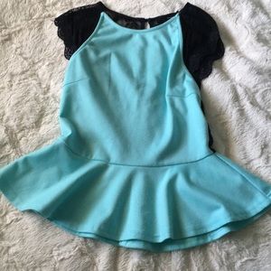 Tiffany blue peplum lace back!